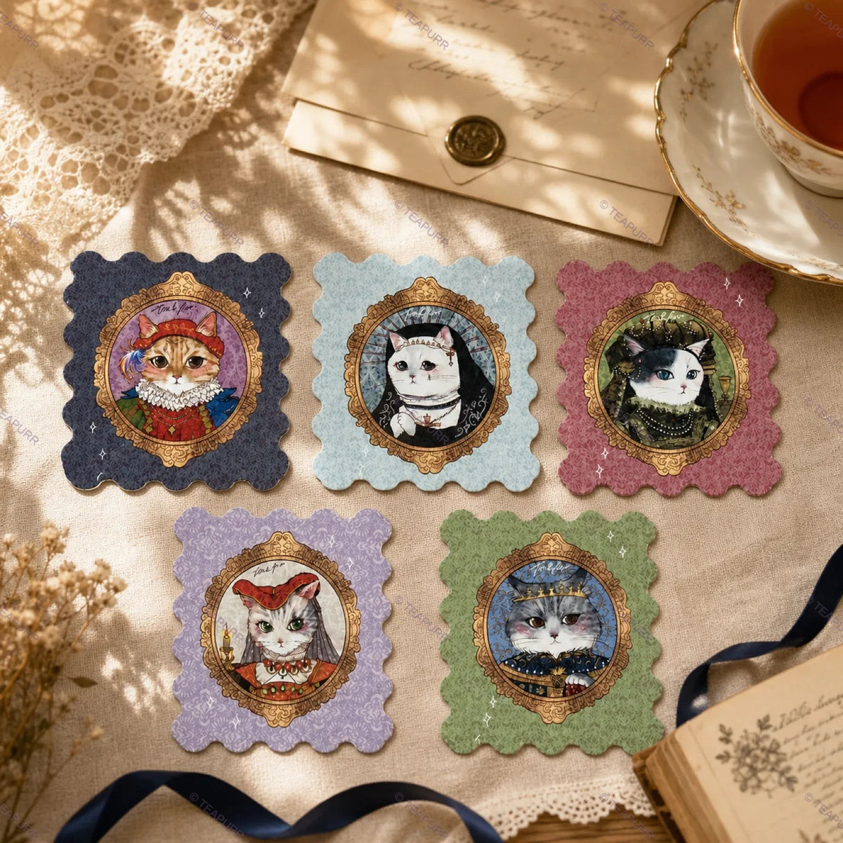 Royal Cat Portrait · Stamp Sticker Set