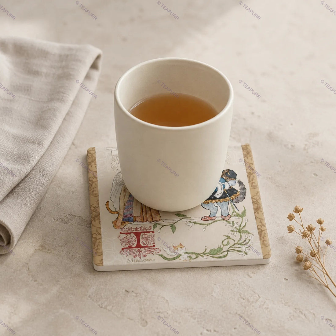 Renaissance Cat · Clay Coaster
