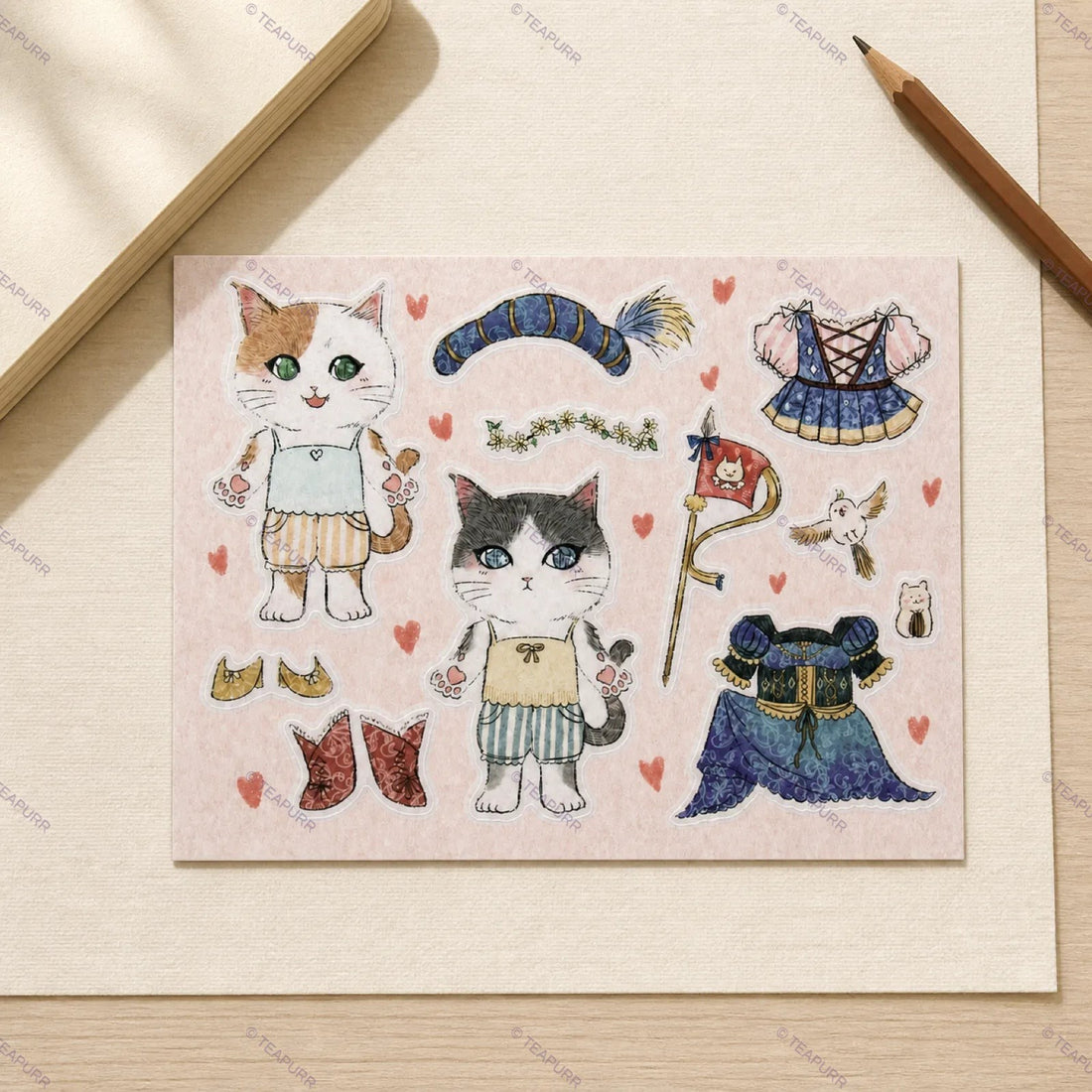Cat Dress-Up · Paper Doll Sticker Sheet