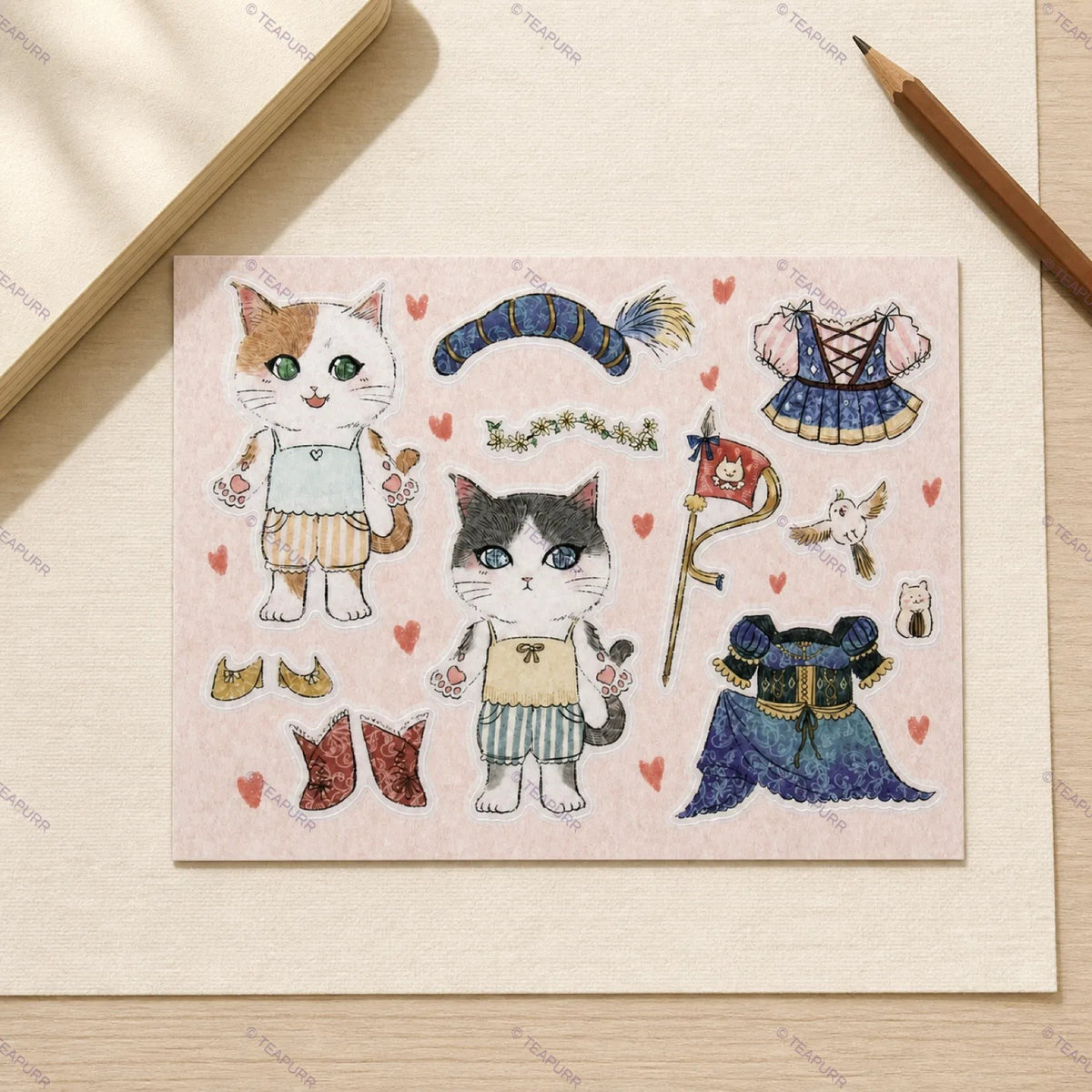 Cat Dress-Up · Paper Doll Sticker Sheet