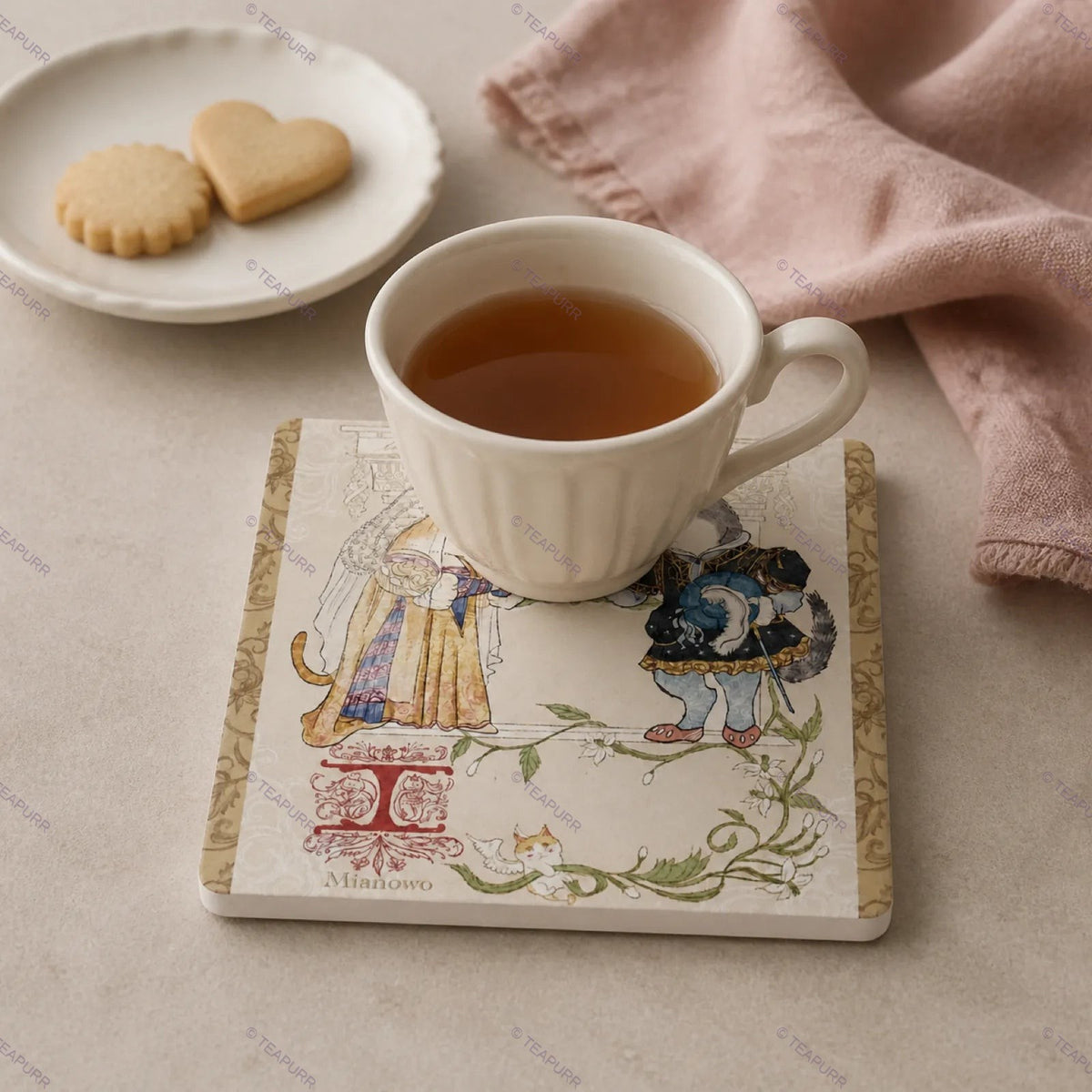 Renaissance Cat · Clay Coaster