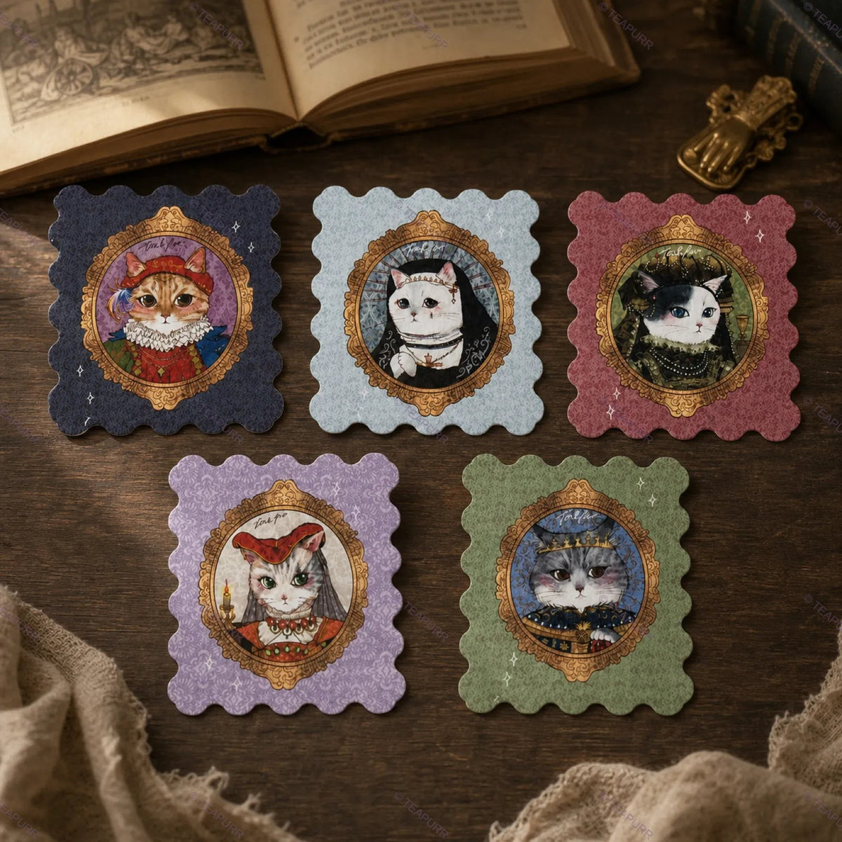 Royal Cat Portrait · Stamp Sticker Set