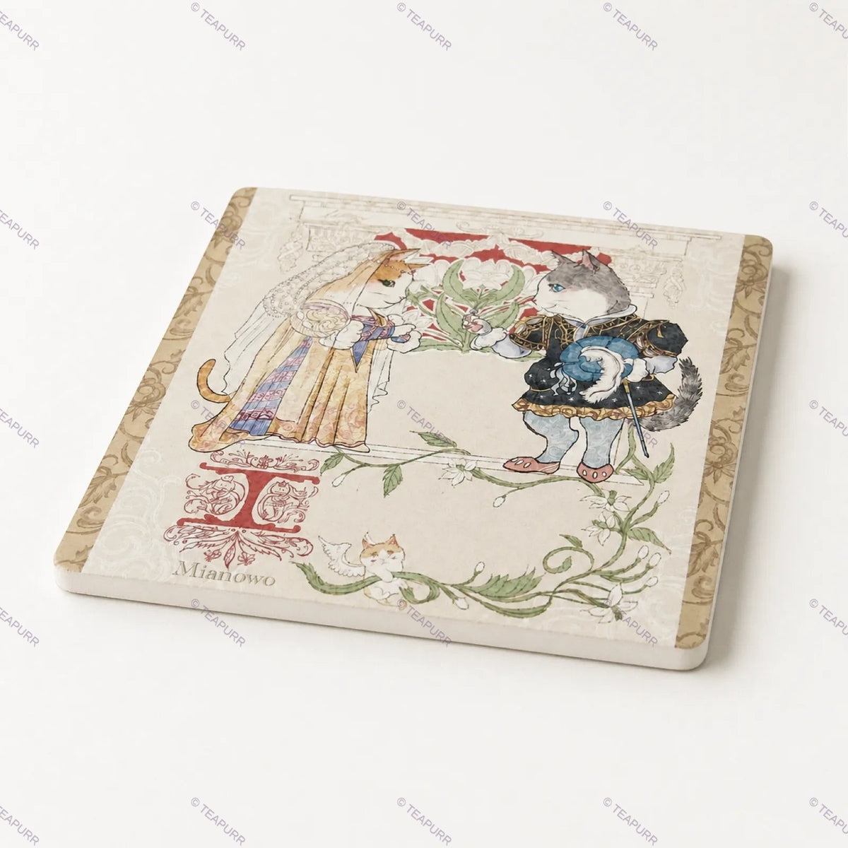 Renaissance Cat · Clay Coaster