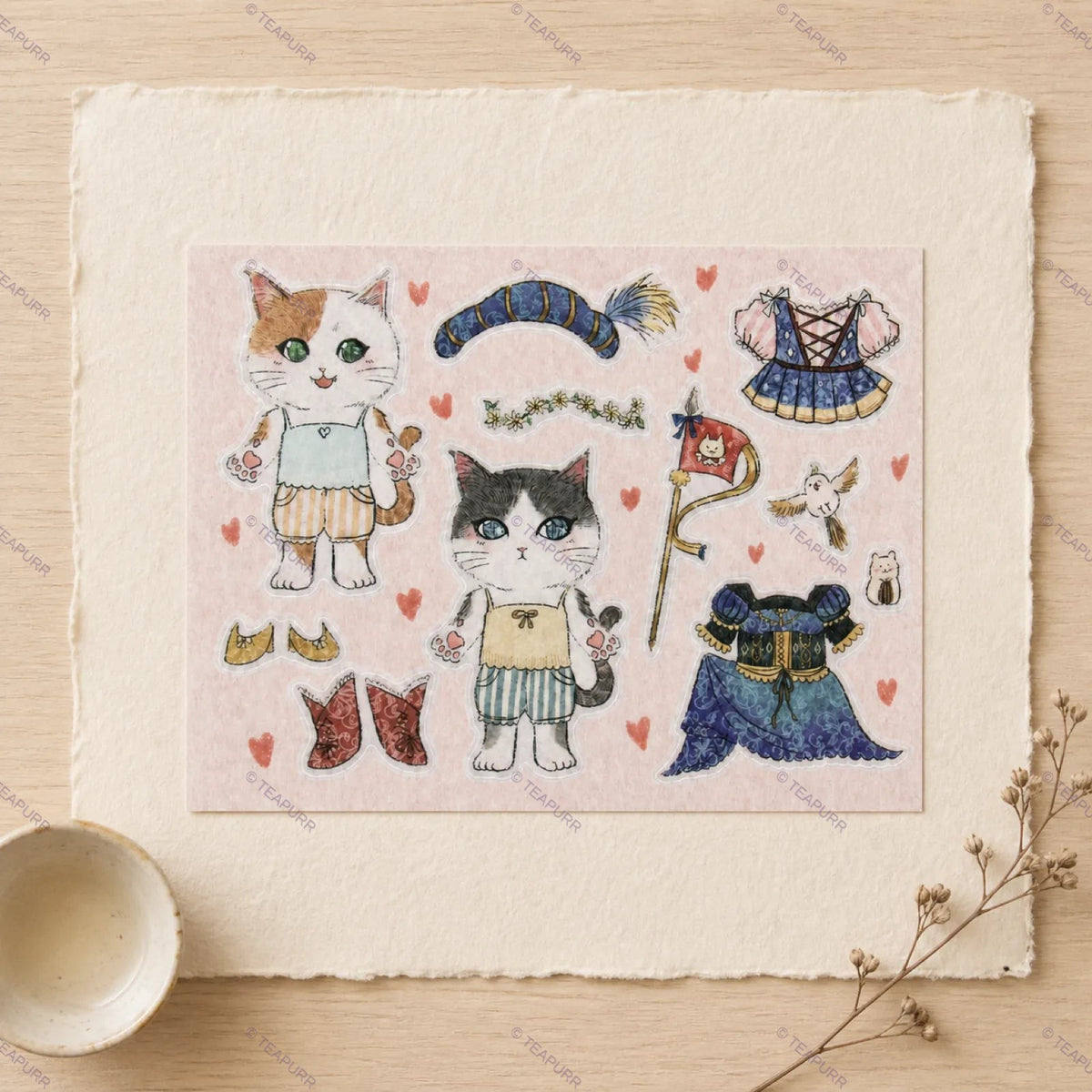Cat Dress-Up · Paper Doll Sticker Sheet
