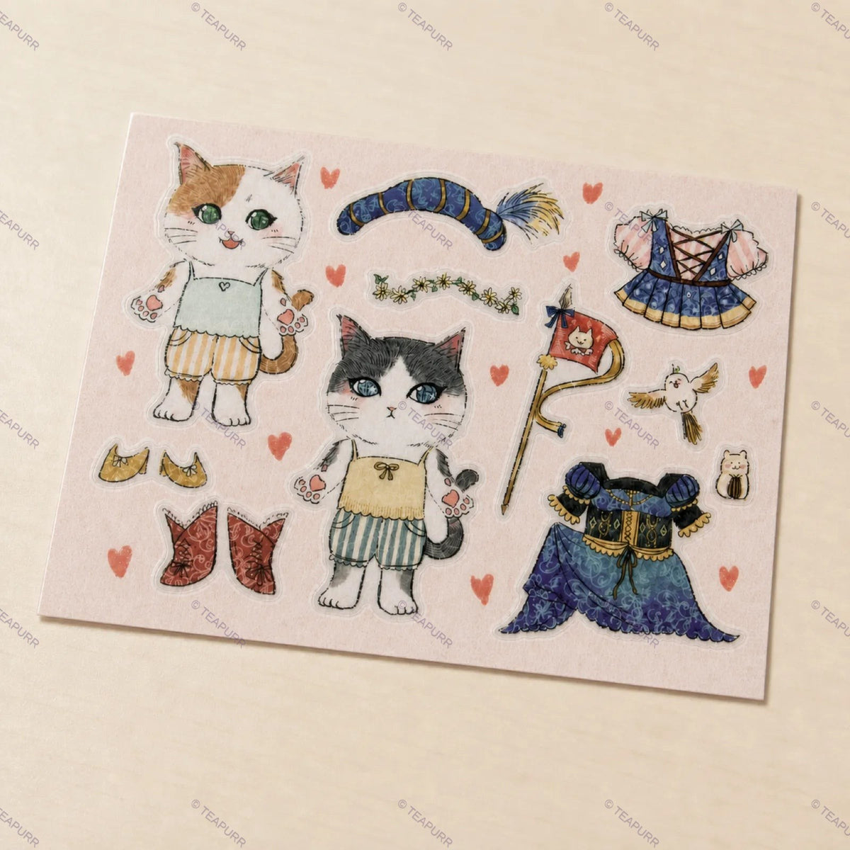 Cat Dress-Up · Paper Doll Sticker Sheet